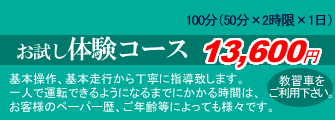 ただ今キャンペーン中!お試し体験コース
