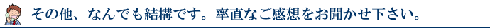 その他、なんでも結構です。率直なご感想をお聞かせ下さい。